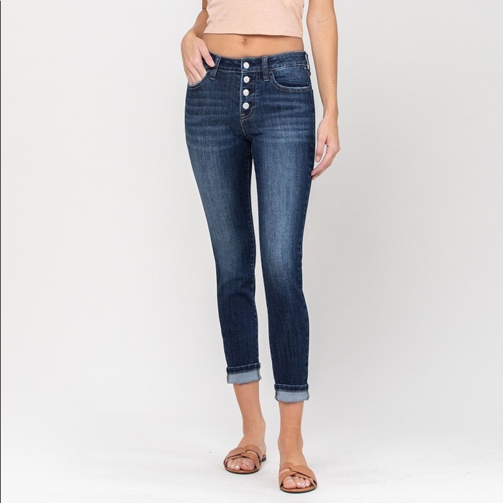 MID RISE ANKLE SKINNY DENIM JEANS PANTS